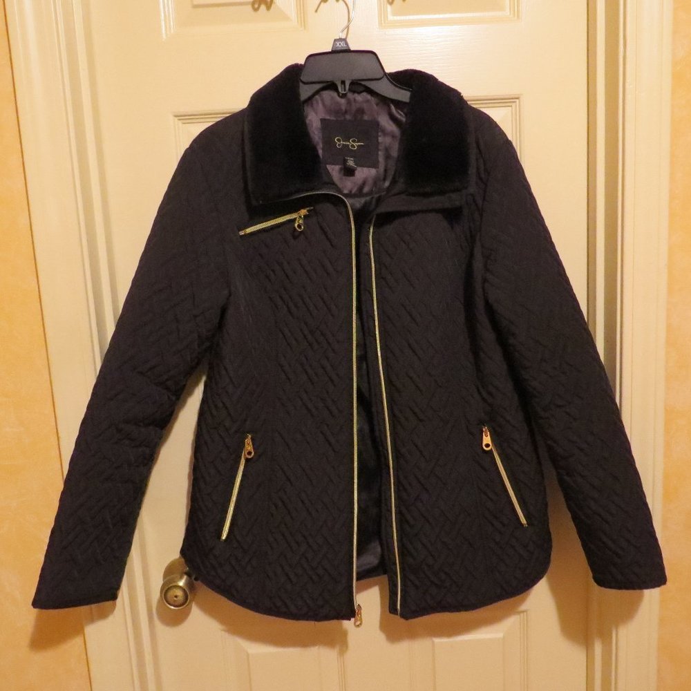 Jessica Simpson Black Jacket with blush collar